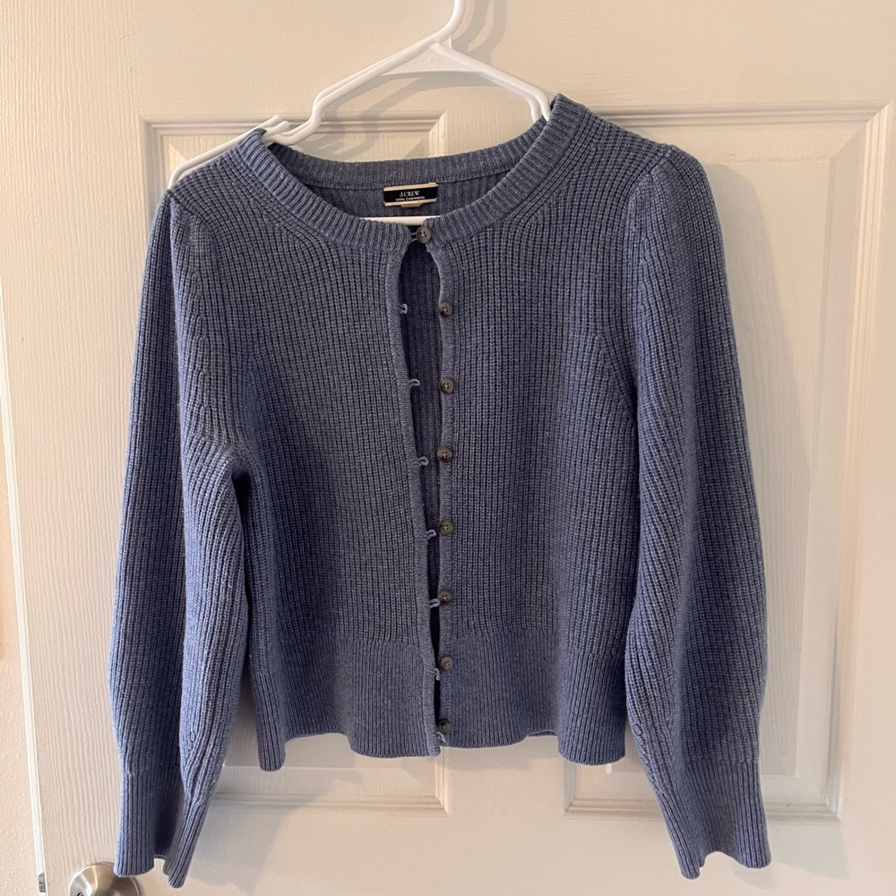 J. Crew Women's Ribbed Blue Cardigan